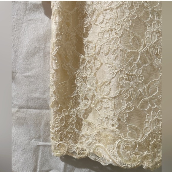 Vintage Jim Hjelm “A Private Collection” NY Beaded Lace Dress 1980 Couture Ivory - Picture 9 of 12